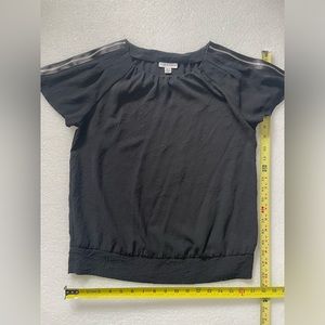 Calvin Klein Top Women’s Black Zipper Short Sleeve Round Neck Pullover Sz XS